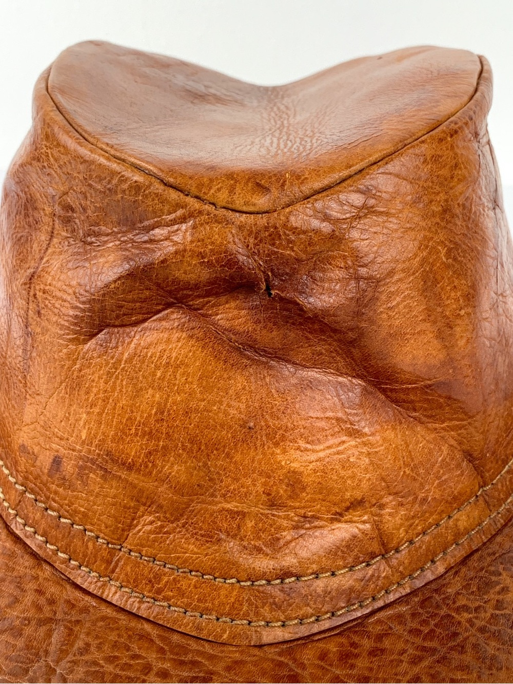 Vintage leather western hat distressed genuine leather cowboy hat handmade boho - Picture 5 of 11
